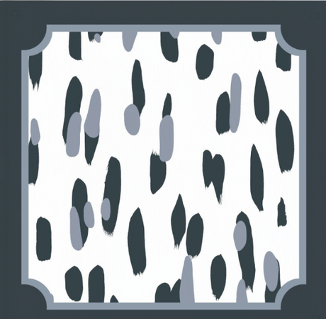 Detail of pattern on the Club House navy blue square acrylic tray