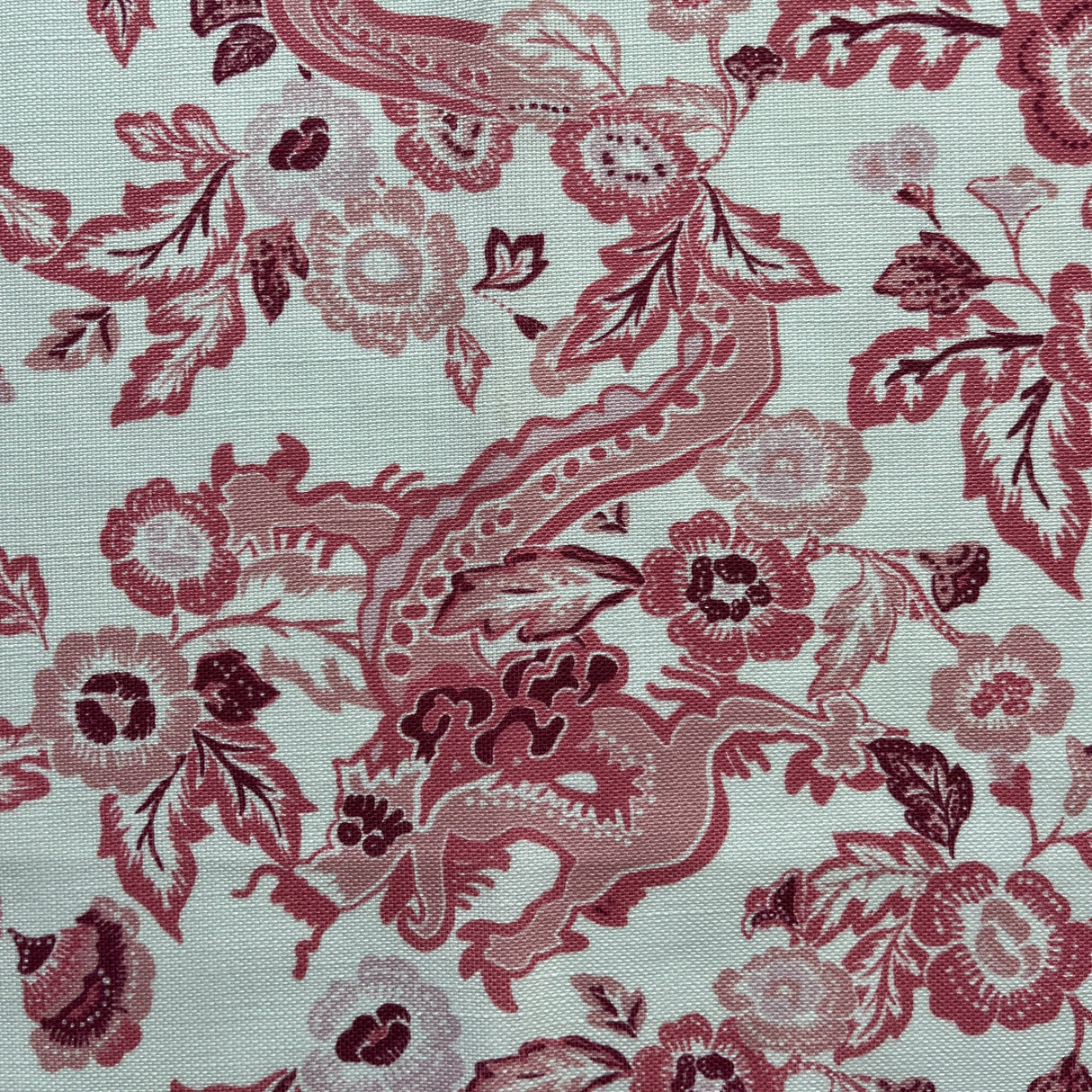 detail view of the pattern of the East of the Sun red chinoiserie placemat