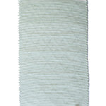 the reverse side of a cotton green accent rug 