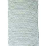 the reverse side of a cotton green accent rug 