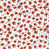 Red starburst and blue dot ditsy pattern fabric on a white background.
