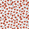 Red starburst and blue dot ditsy pattern fabric on a white background.
