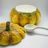 Vintage Oversized Ceramic Pumpkin Tureen/Centerpiece w/Ladle
