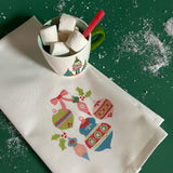 Holly Ornaments Tea Towel/Dish Towel/ Guest Towel