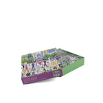 500 piece jigsaw puzzle with Easter parade city scene and open box