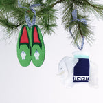 felt chinoiserie Christmas ornaments 