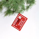Felt letter to santa christmas ornament on a white background