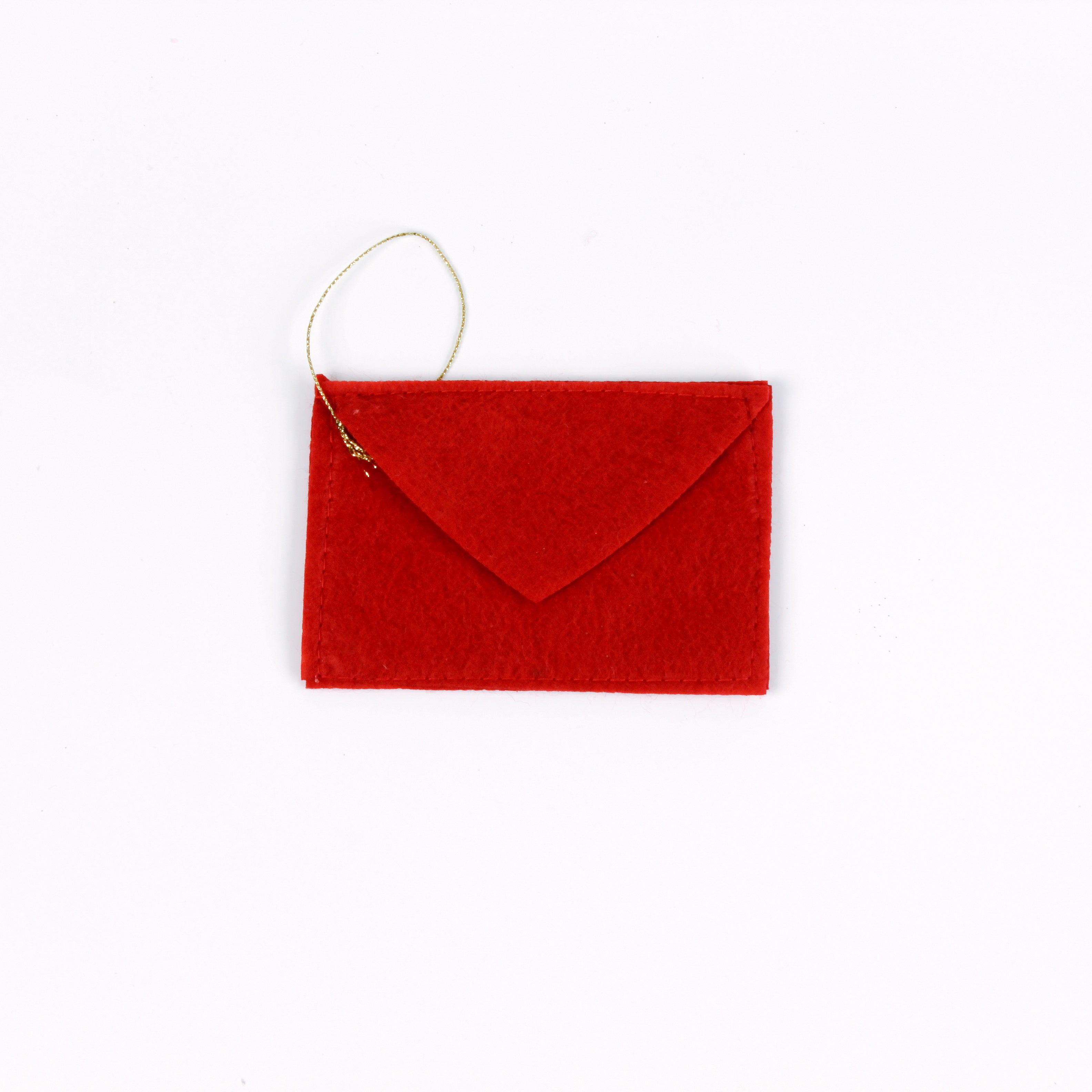 Felt letter to santa christmas ornament on a white background