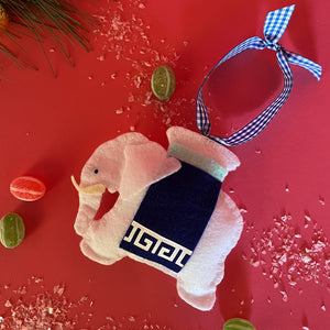 Greek Key Felt Christmas Elephant Ornament