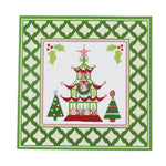 a Festive pagoda square paper placemats in a white background.