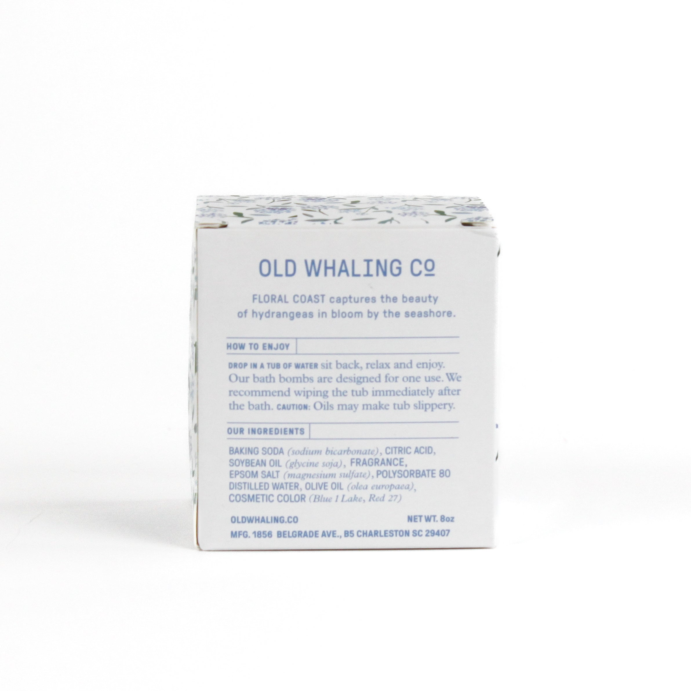 Floral Coast Bath bomb box packaging on white background