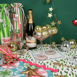 Glitter Glass Santa Riding Champagne Christmas Ornament