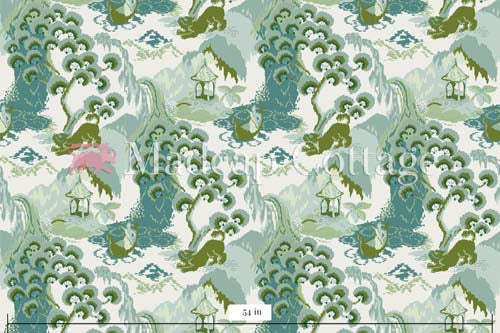 Old Peking Celadon Green Outdoor Fabric by the Yard