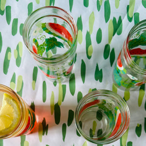 Vintage Watermelon Tray, Coasters, and Glasses, Set of 9