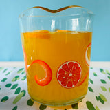 Vintage Glass Orange Cooler Pitcher/Highball Glasses, Set of 5