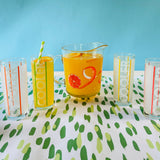 Vintage Glass Orange Cooler Pitcher/Highball Glasses, Set of 5