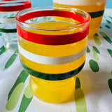 Vintage Striped Lidded Carafe/Drinks Glasses, Set of 5