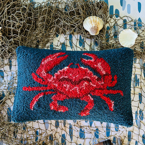 Crab Hooked Wool Pillow