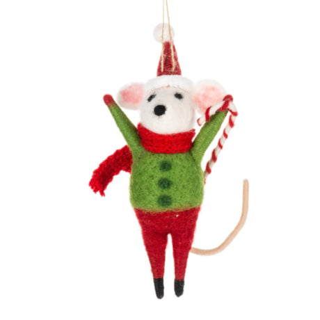 Red-and-Green Mice Christmas Ornaments, Set of 3