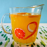 Vintage Glass Orange Cooler Pitcher/Highball Glasses, Set of 5