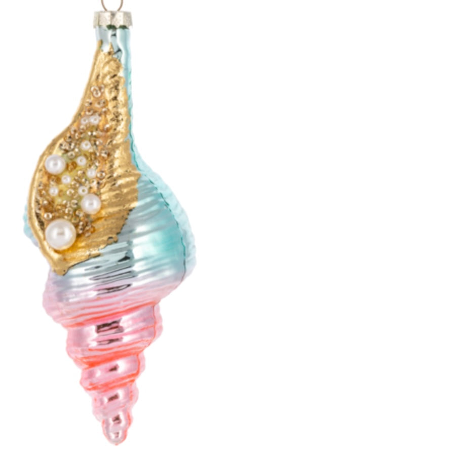 Colorful Seashell Glass Christmas Ornaments, Set of 2