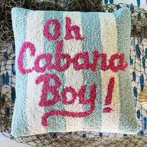 Oh, Cabana Boy Hooked Wool Throw Pillow