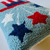 July Fourth Uncle Sam Hat Hooked Wool Pillow