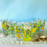 Vintage Sea Life Juice/Tea/Lemonade Carafe with 8 Tumblers, Set of 9