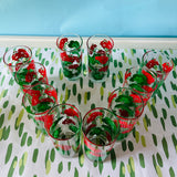 Vintage Geranium Drinks Glasses, Set of 10