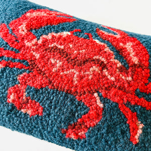 Crab Hooked Wool Pillow