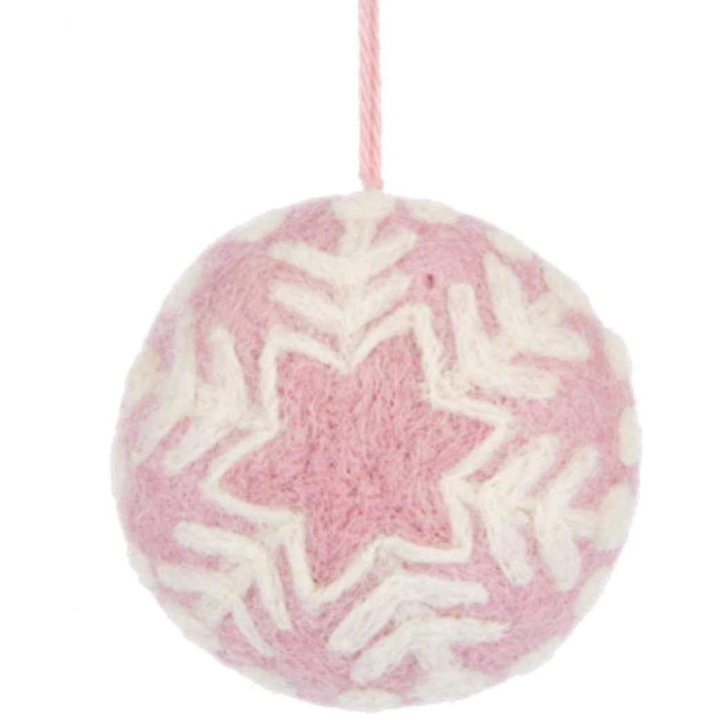 Stitched Pastel Snowflake Ball Christmas Ornaments, Set of 4