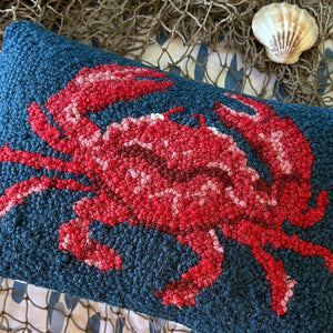 Crab Hooked Wool Pillow