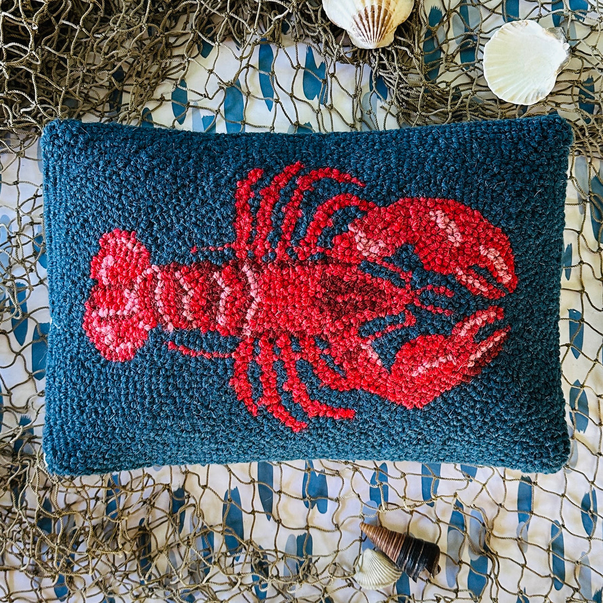 Lobster Hooked Wool Pillow