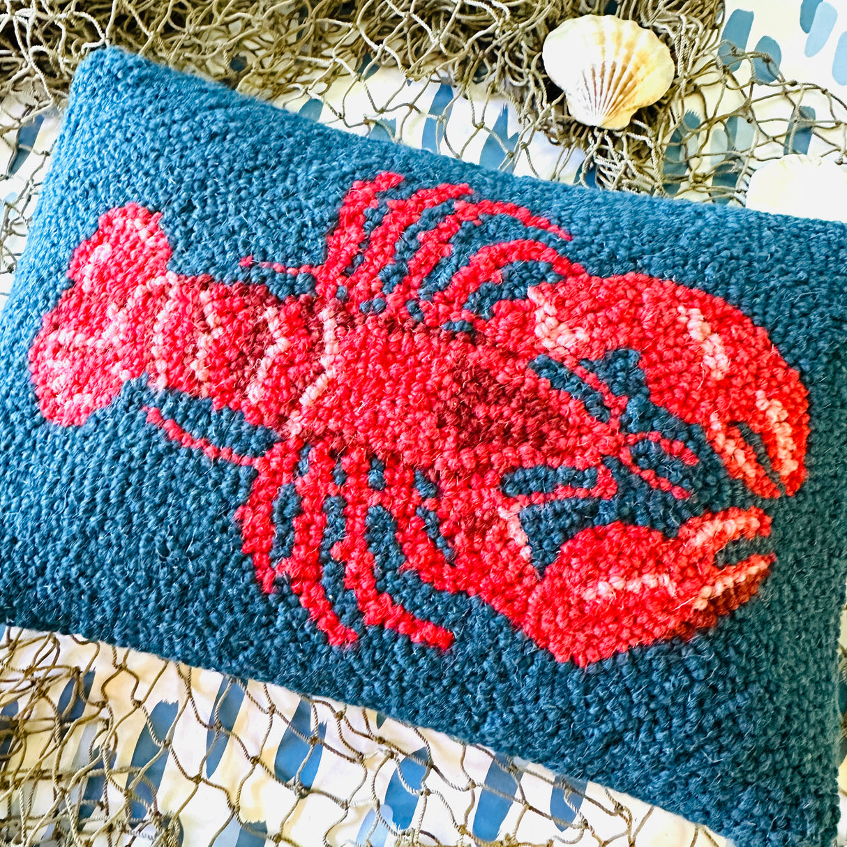 Lobster Hooked Wool Pillow