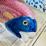 Vintage Red/Orange/Blue Ceramic Fish Platter
