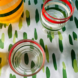 Vintage Striped Lidded Carafe/Drinks Glasses, Set of 5