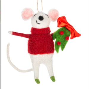 Red-and-Green Mice Christmas Ornaments, Set of 3