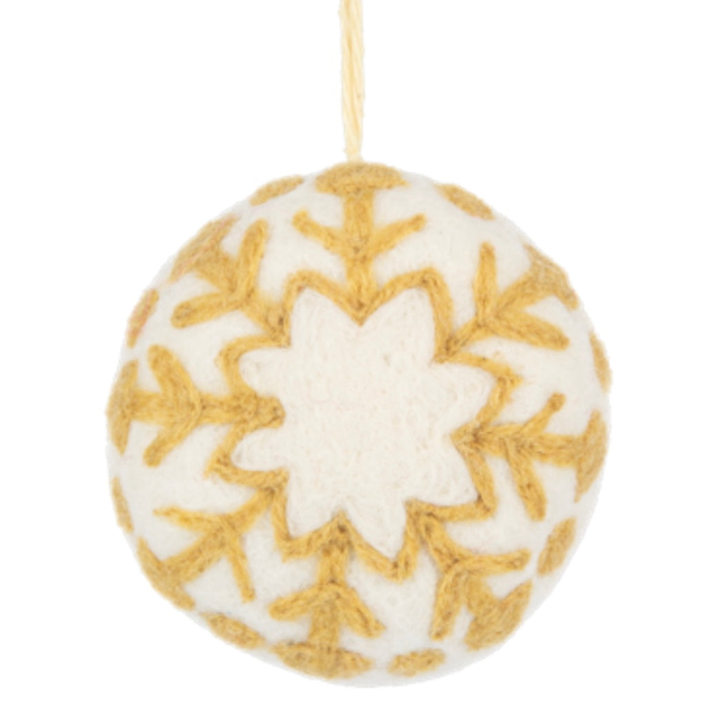 Stitched Pastel Snowflake Ball Christmas Ornaments, Set of 4