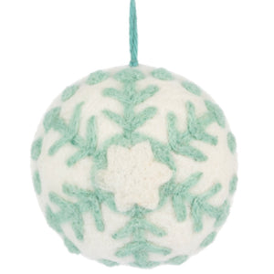 Stitched Pastel Snowflake Ball Christmas Ornaments, Set of 4