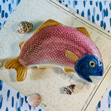 Vintage Red/Orange/Blue Ceramic Fish Platter