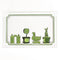 Garden Follies is a rectangular acrylic tray with a white base and green topiary motifs on the bottom border. 