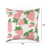Garden Party Strawberry Performance/ Outdoor Pillow, 22" Square