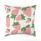 Garden Party Strawberry Performance/ Outdoor Pillow, 22" Square