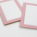 pink luxury notepads from madcap cottage with a pink gingham border