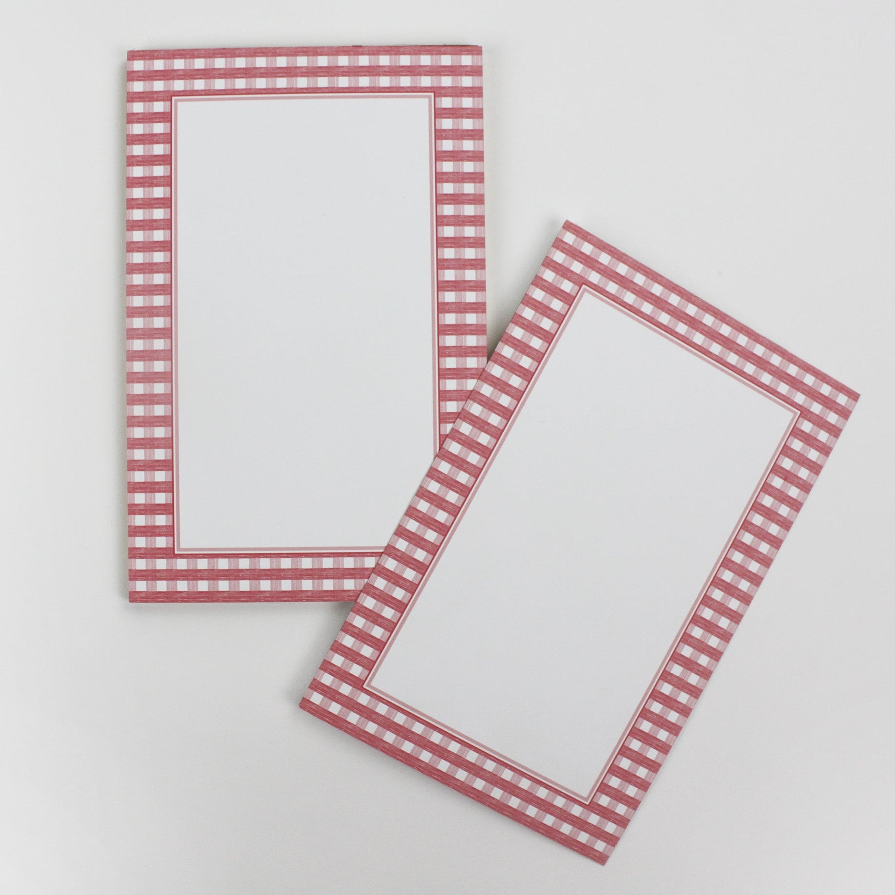 luxury notepads from madcap cottage with a pink gingham border