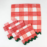 Gin Lane Red Gingham Cloth Dinner Napkins with Ric Rac , Set of 4