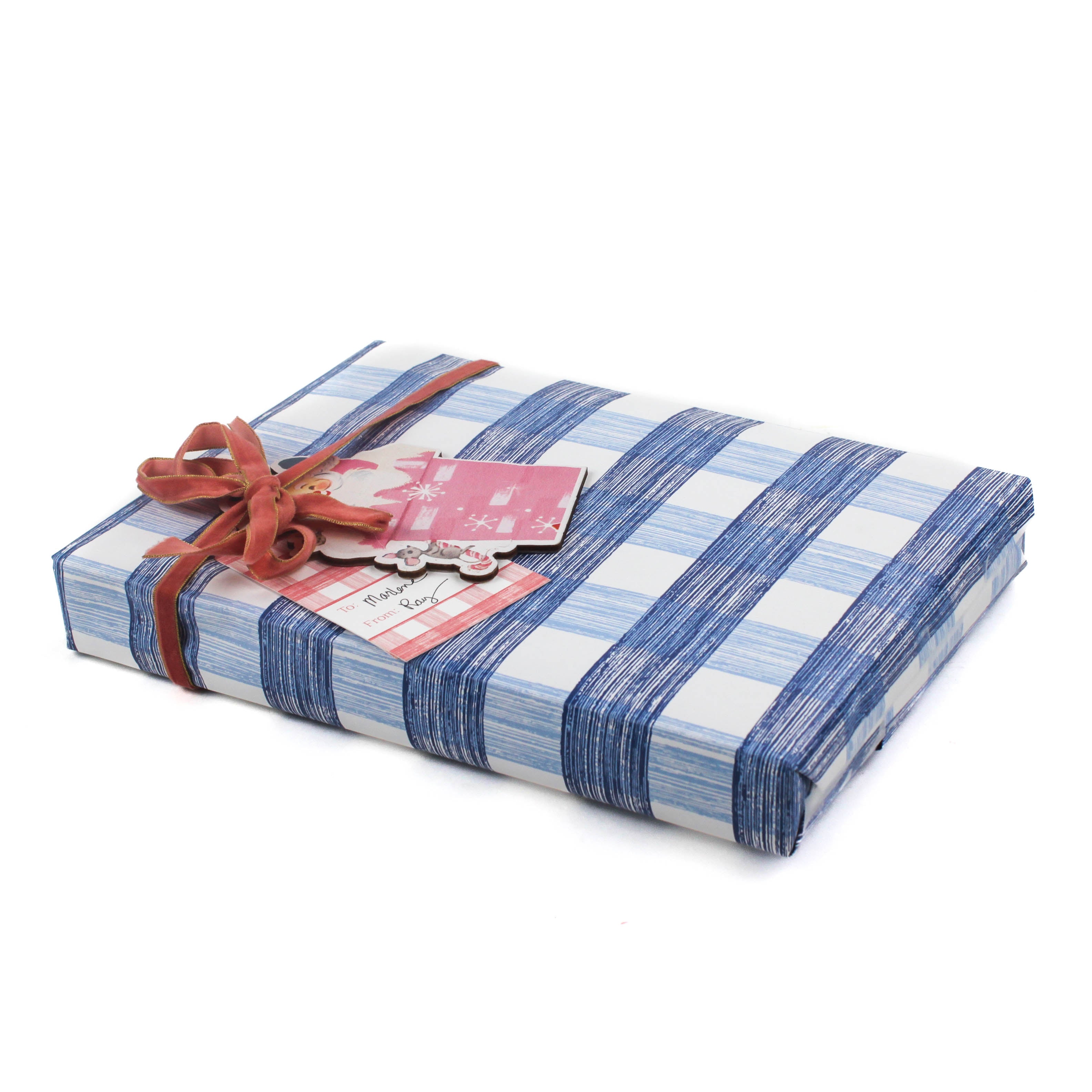 A blue gingham wrapping paper 