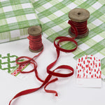 A green gingham wrapping paper 