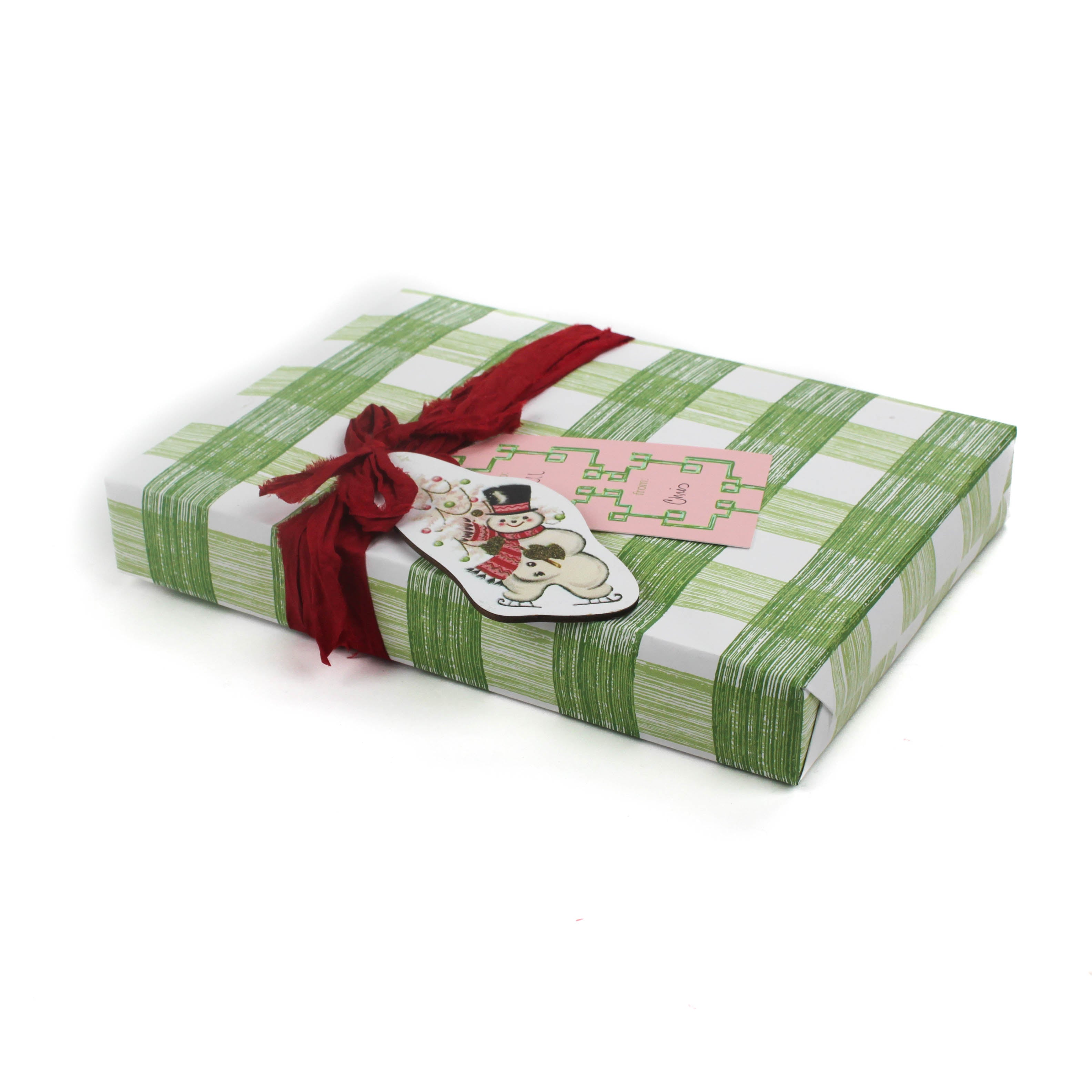 A green gingham wrapping paper 