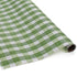 A green roll of green gingham wrapping paper 